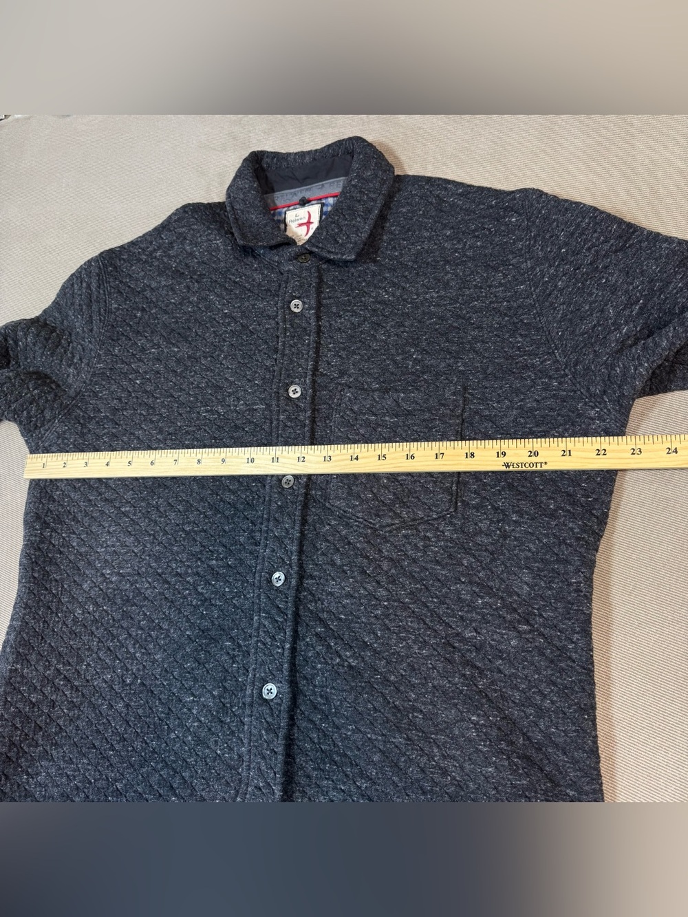 Relwen Bubble Knit Shirt Jacket Mens Large Grey Quilted Button Up Huckberry - Picture 12 of 13